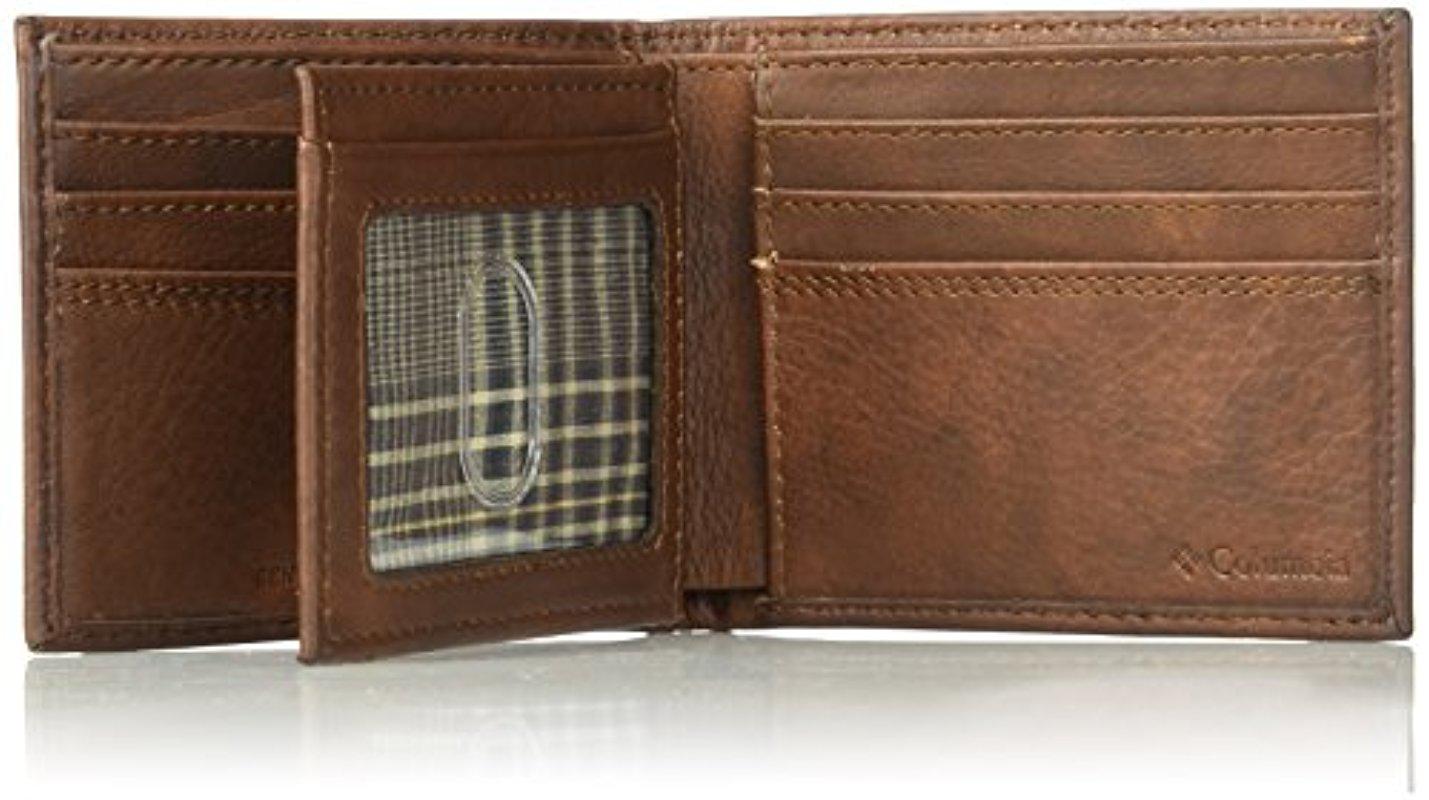 Columbia Leather Extra Capacity Slimfold Wallet,light Brown for Men | Lyst