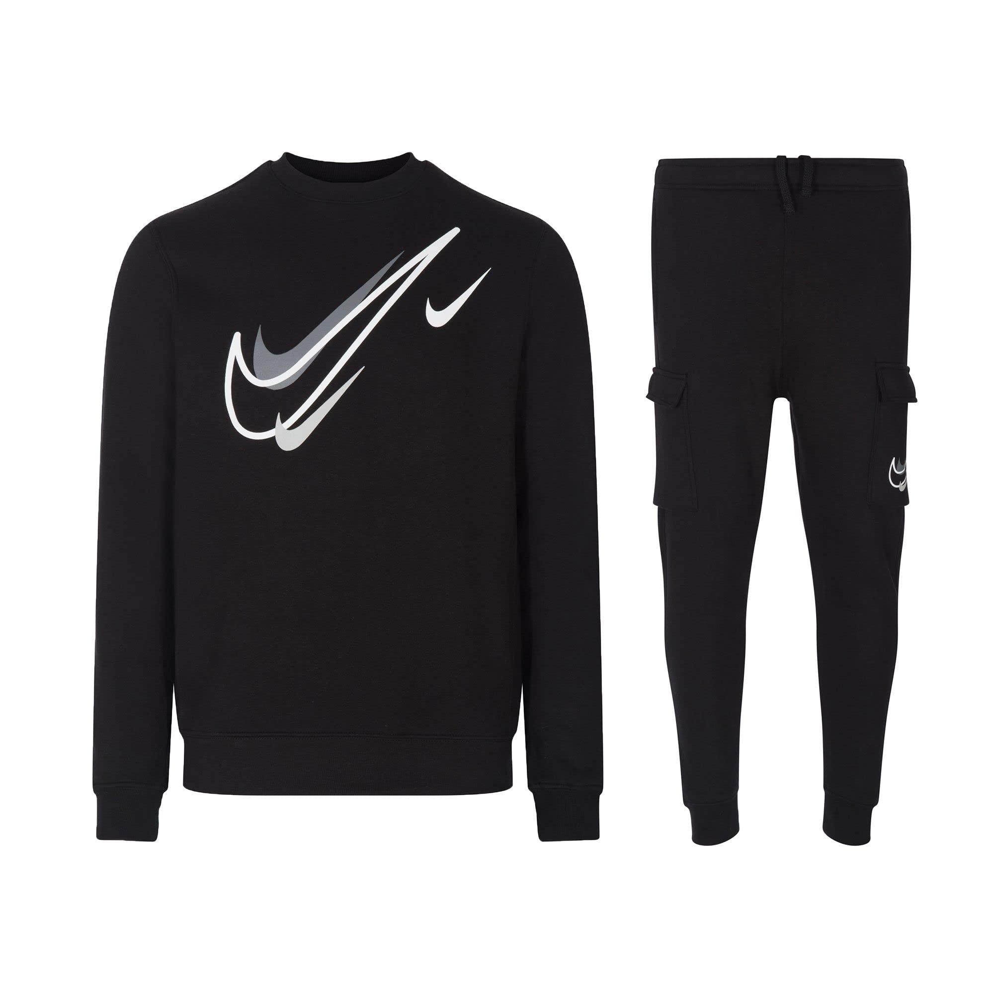 Nike Sportswear Multi Swoosh Graphic Fleece Tracksuit Set Cotton in Black for Men Lyst UK