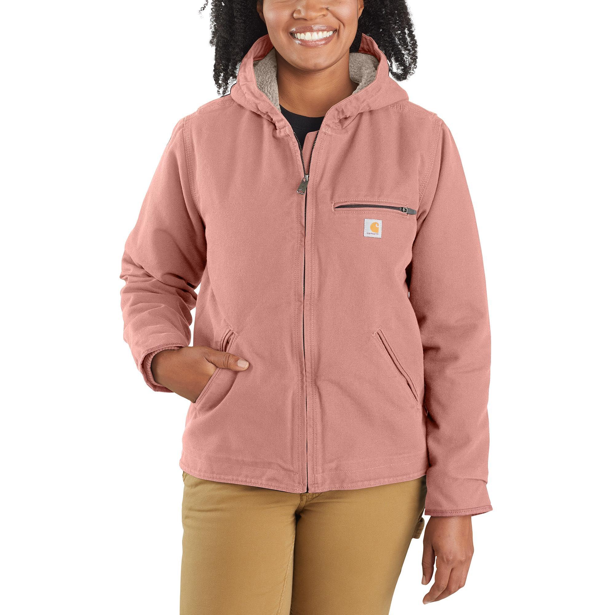 Carhartt Loose Fit Washed Duck Sherpa Lined Jacket in Pink | Lyst