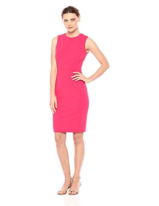 calvin klein women's scuba crepe sleeveless princess seam sheath dress