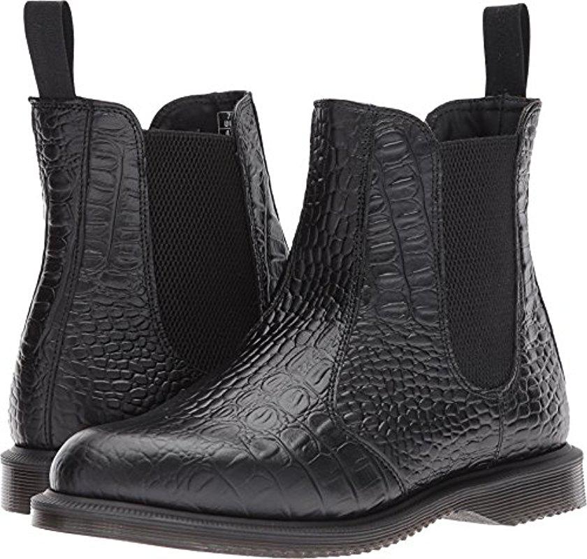 Dr. Martens Leather Flora Croc Chelsea Boot in Black - Lyst