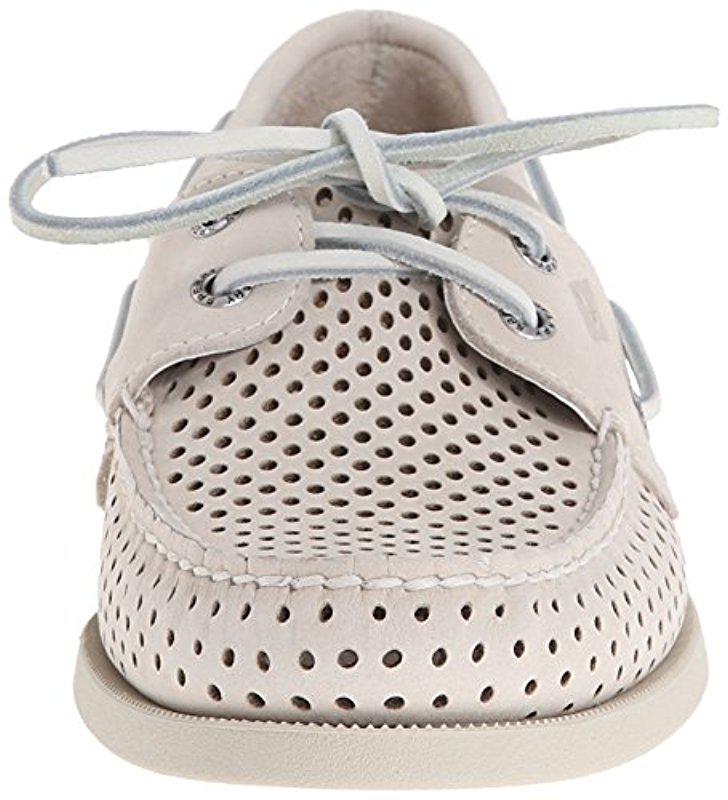 Sperry TopSider Authentic Original Laser Perf Boat Shoe in Ivory (White) for Men Lyst
