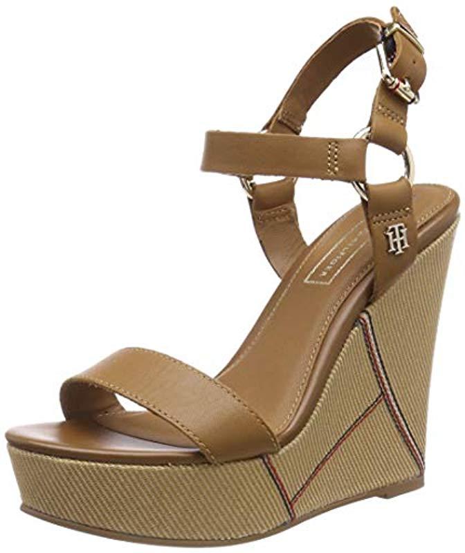 tommy hilfiger elevated leather wedge sandal