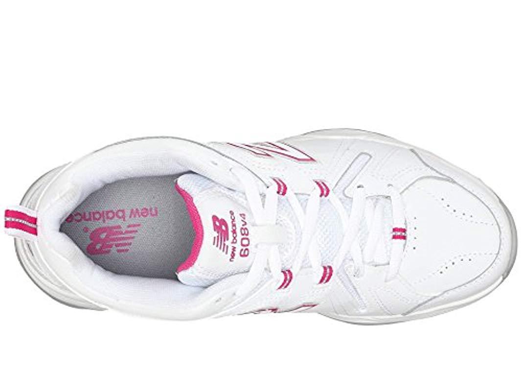 New Balance Suede 608 V4 Casual Comfort Cross Trainer in White/Pink (White)  - Save 41% | Lyst