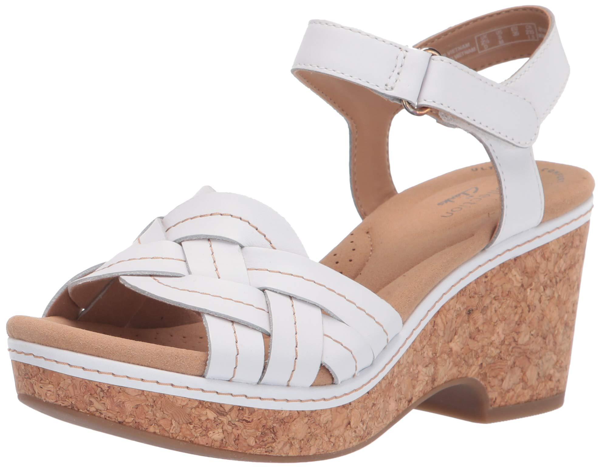 clarks white wedge sandals