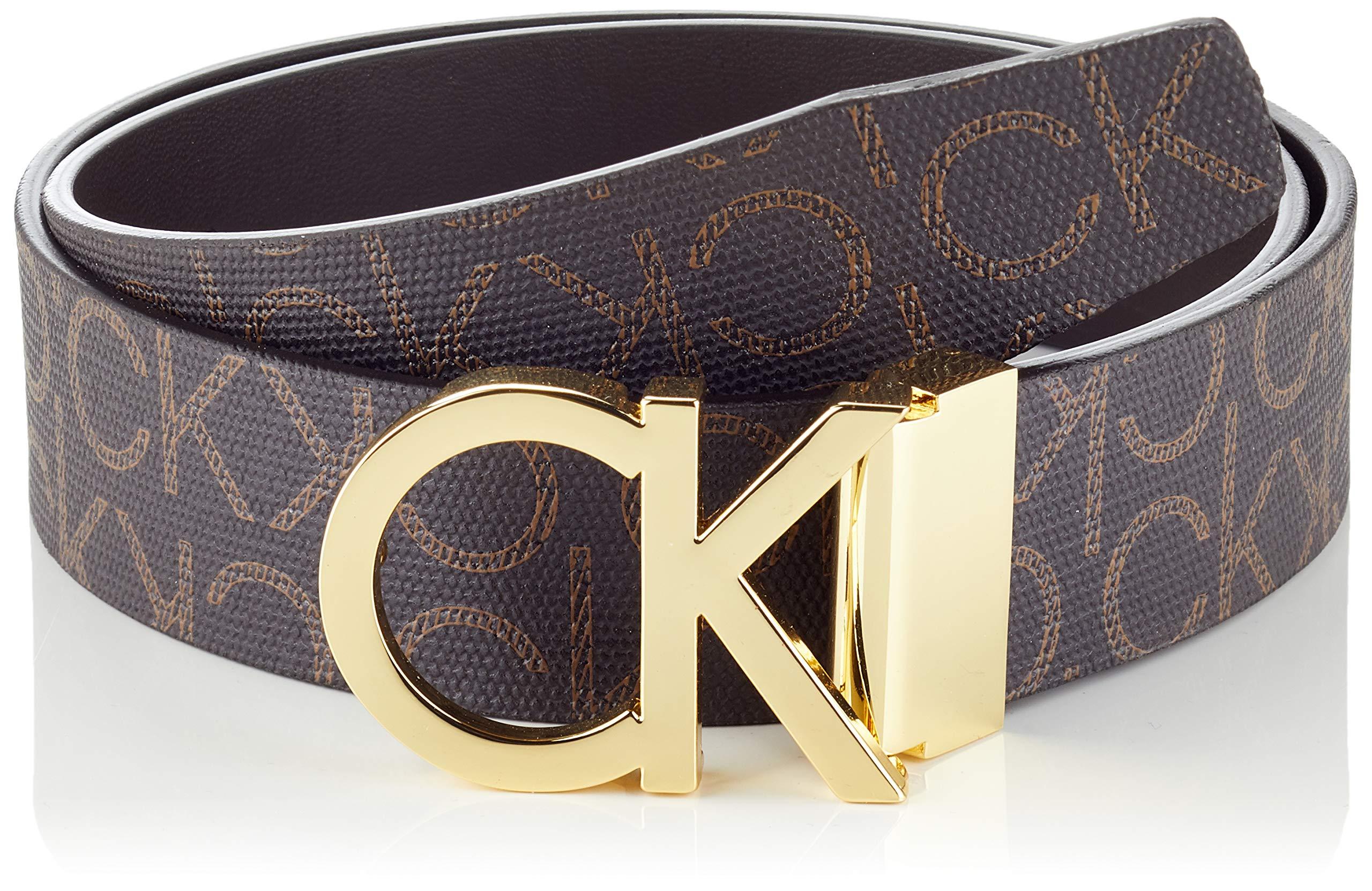  Calvin Klein Cinturón casual CK con hebilla recortada con  monograma para hombre, Marrón oscuro : Ropa, Zapatos y Joyería