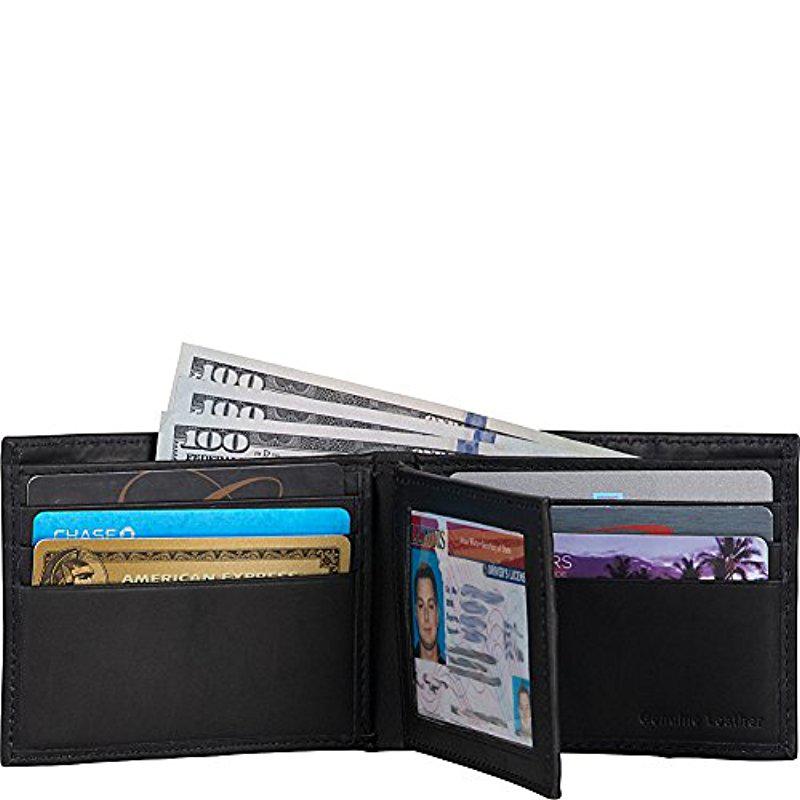 Ben Sherman Mens Leather Nine Pocket Passcase Wallet with Id Window RFID Black