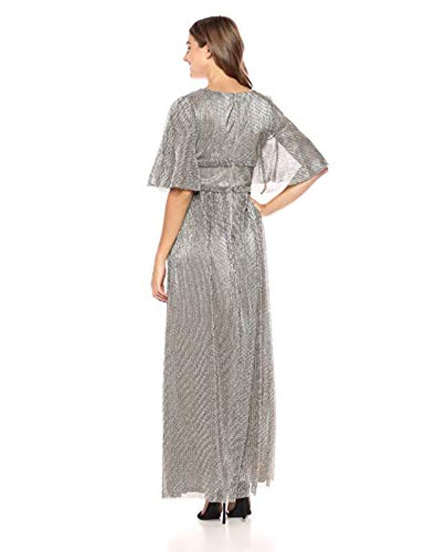 adrianna papell chainmail knit dress gold