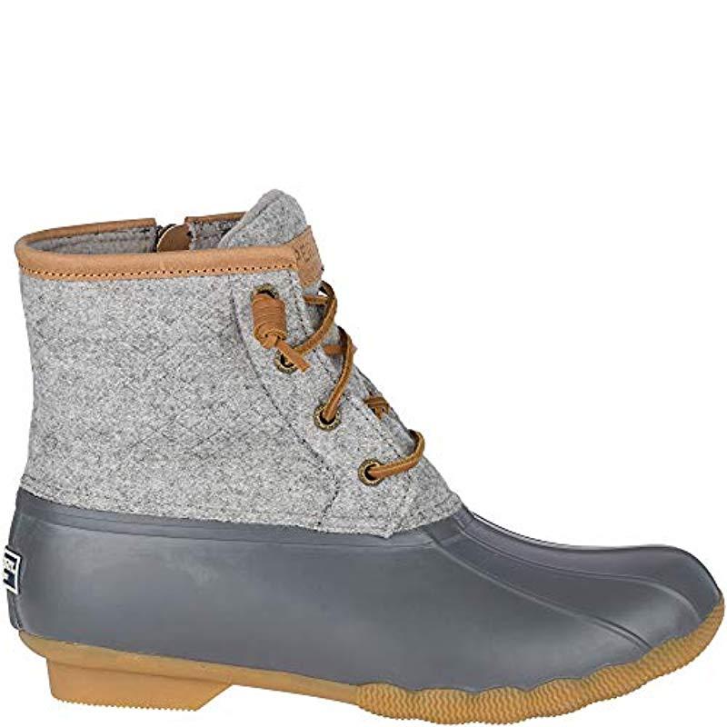 sperry women's saltwater emboss wool rain boot dark grey