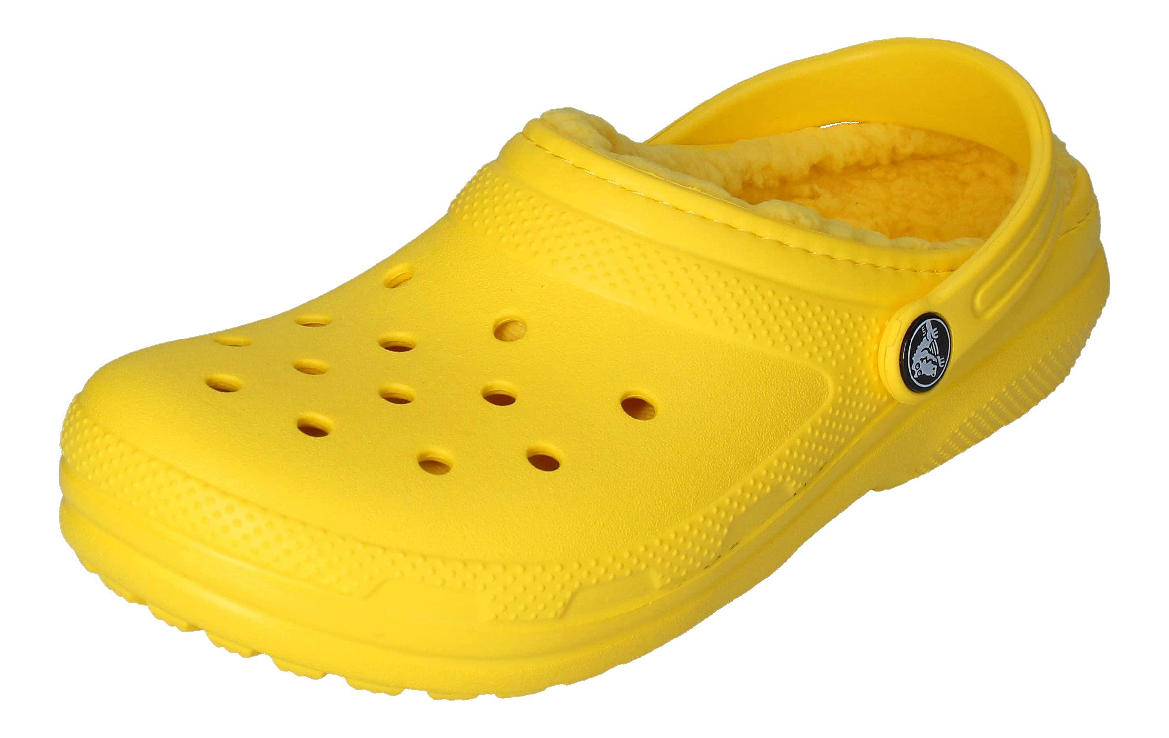 lined yellow crocs