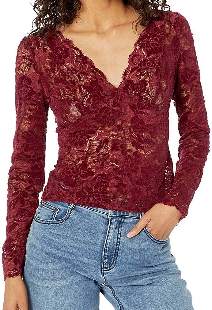 guess red lace top