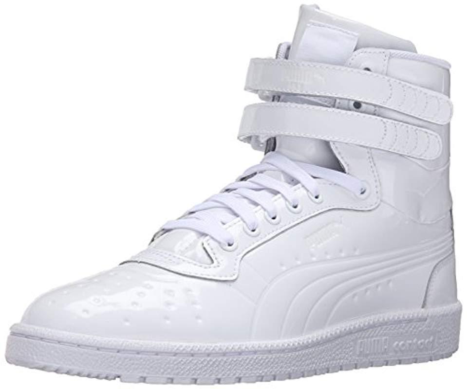 PUMA Leather Sky Ii Hi Patent Emboss Fashion Sneaker in White for Men | Lyst
