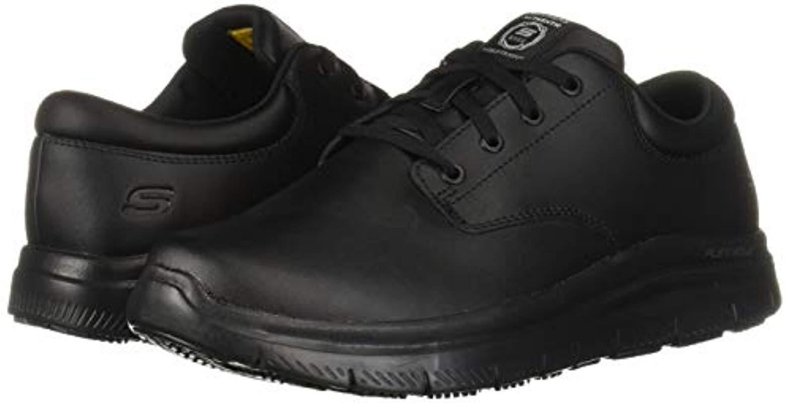Skechers Leather Flex Advantage Sr Fourche Food Service Shoe in Black ...