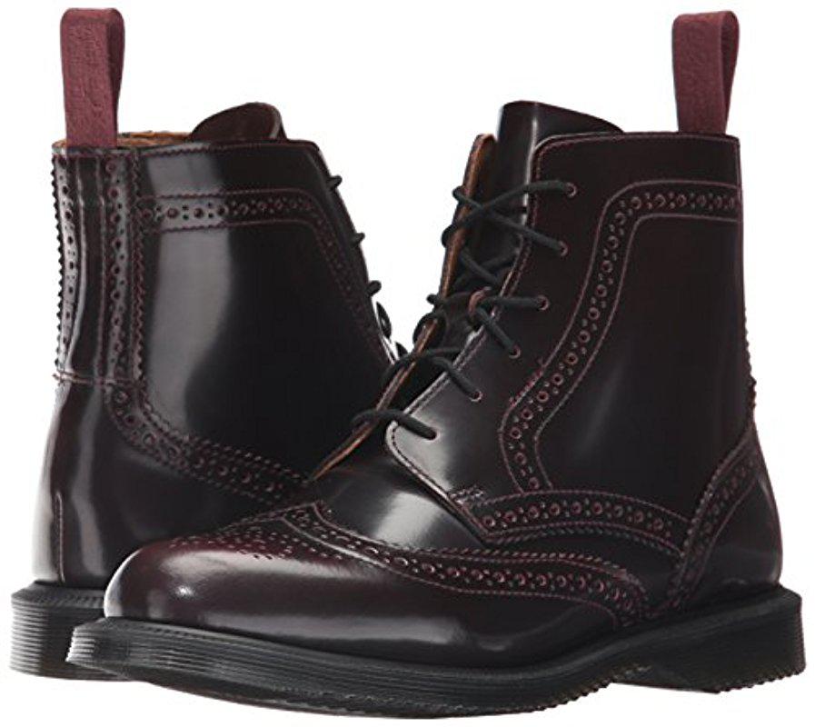 Dr. Martens Leather Delphine 8-eye Brogue Boot in Cherry Red (Black) | Lyst