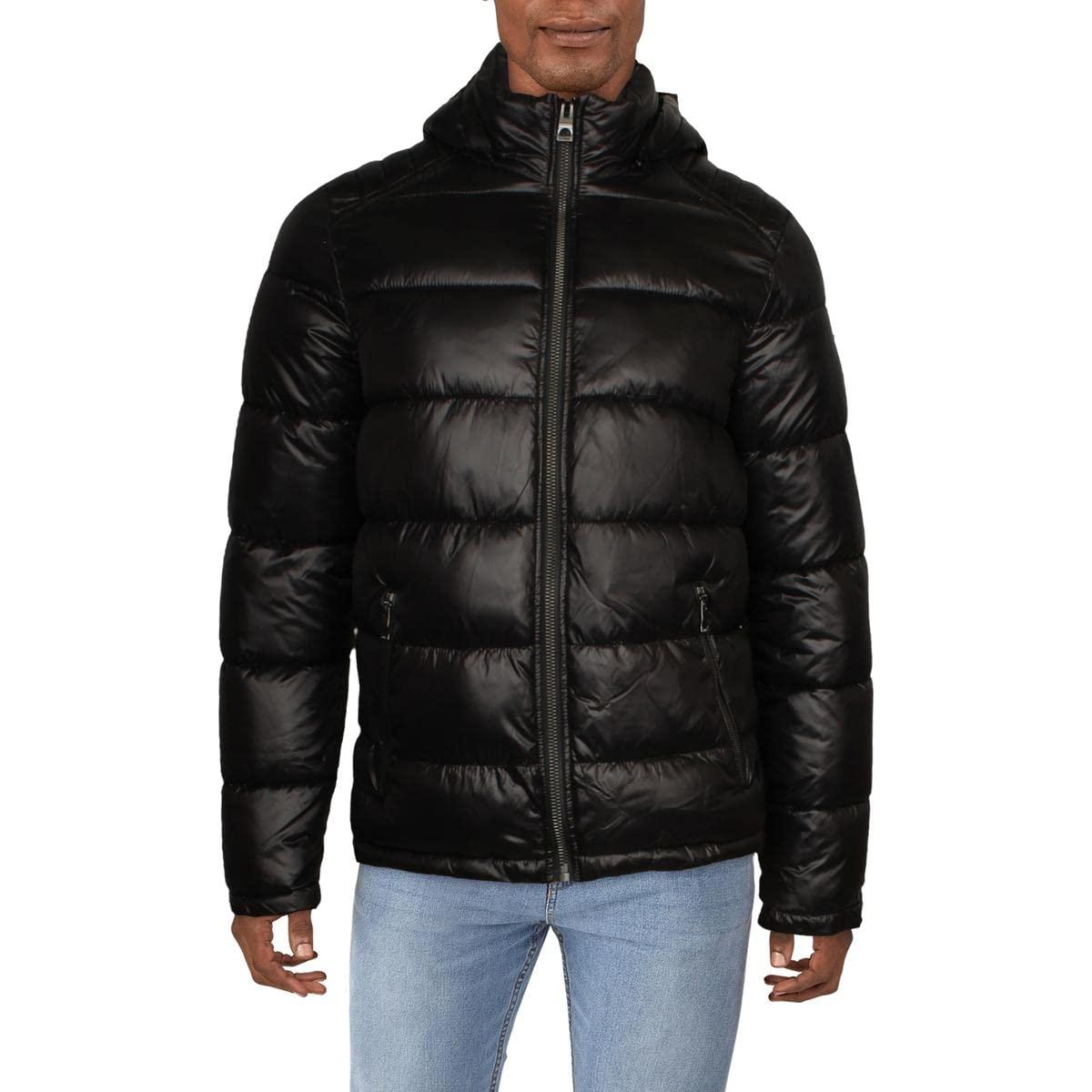 Guess Mens Mid-weight Puffer Jacket With Removable Hood Down Alternative  Coat in Black for Men | Lyst UK