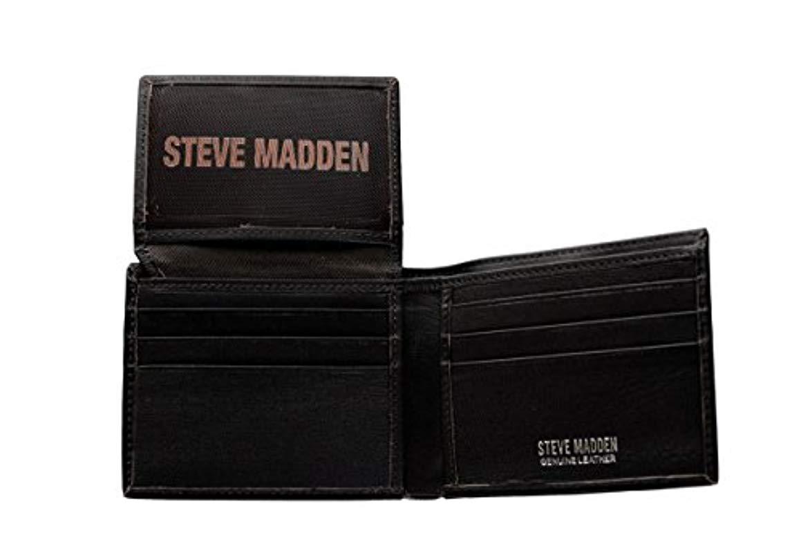 Lyst Steve Madden Leather Rfid Wallet Extra Capacity Attached Flip
