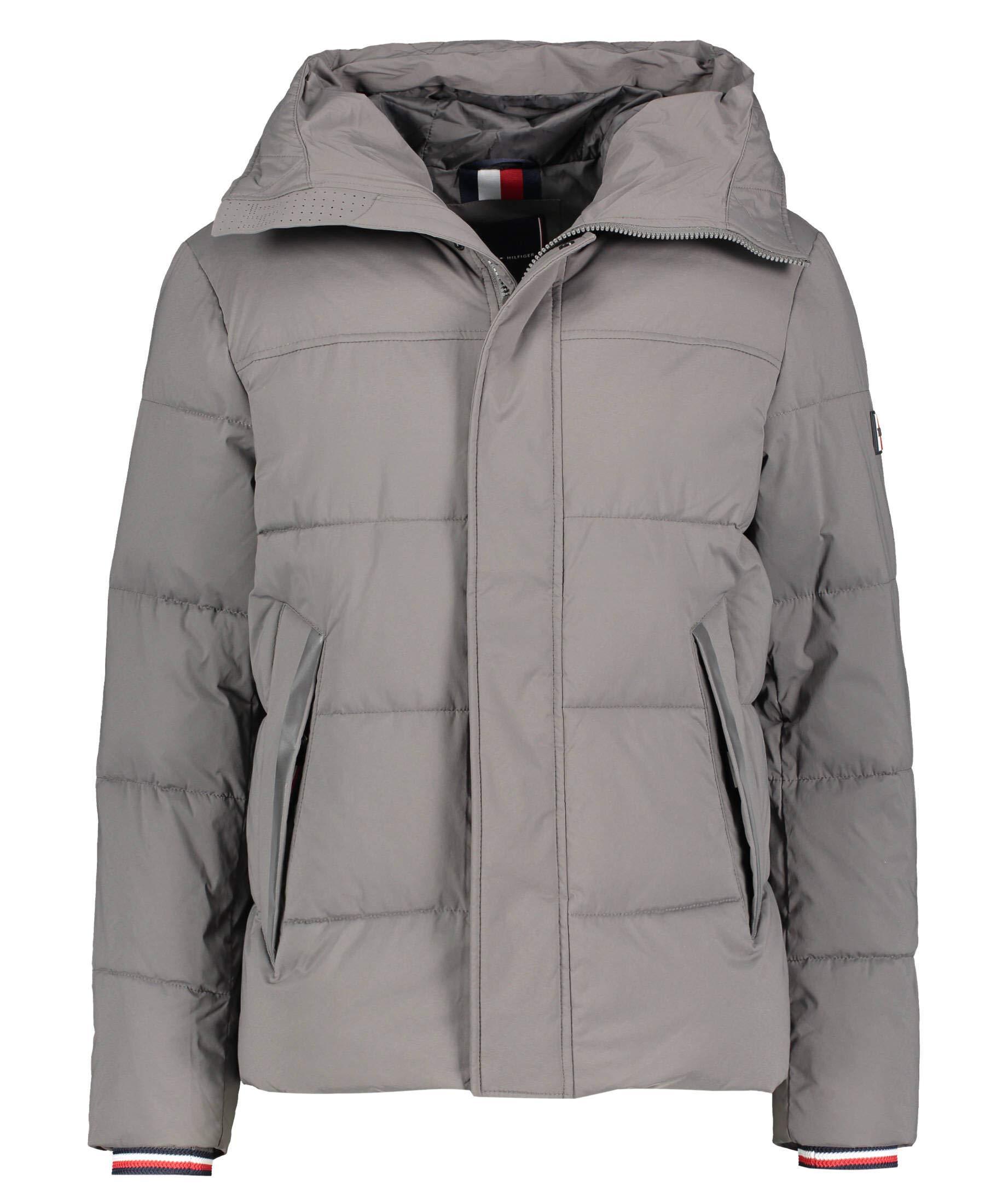 Tommy Hilfiger Synthetic Stretch Nylon Hooded Bomber Jacket, in Grey for  Men | Lyst UK