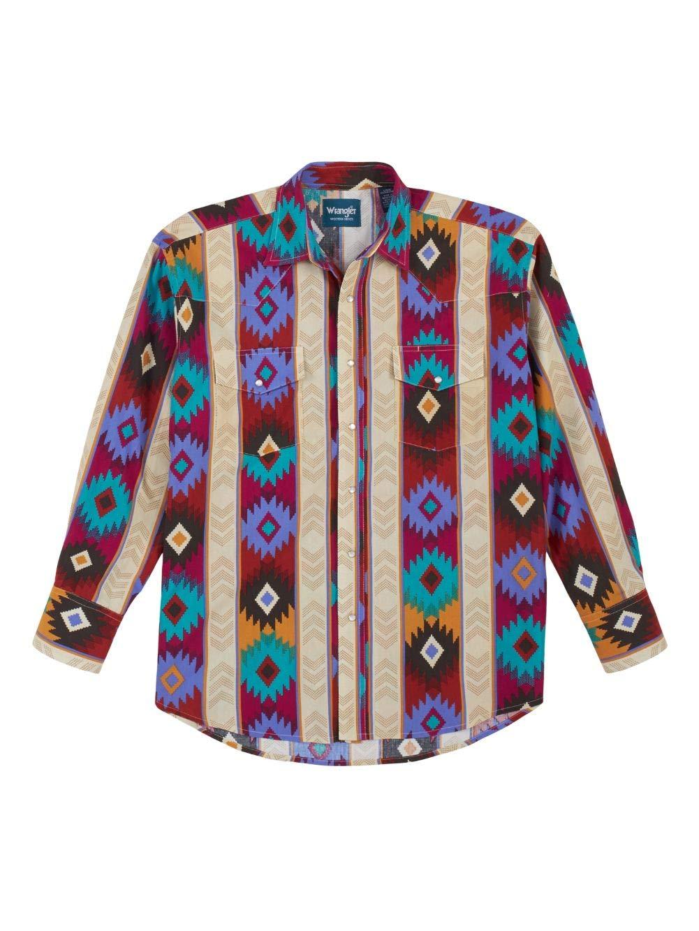 Wrangler Big & Tall Western Checotah Aztec Print Long Sleeve Snap Shirt in  Blue for Men | Lyst