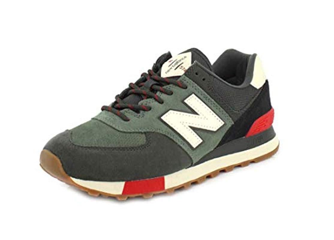 New Balance Suede 574 Mens Green / Red 
