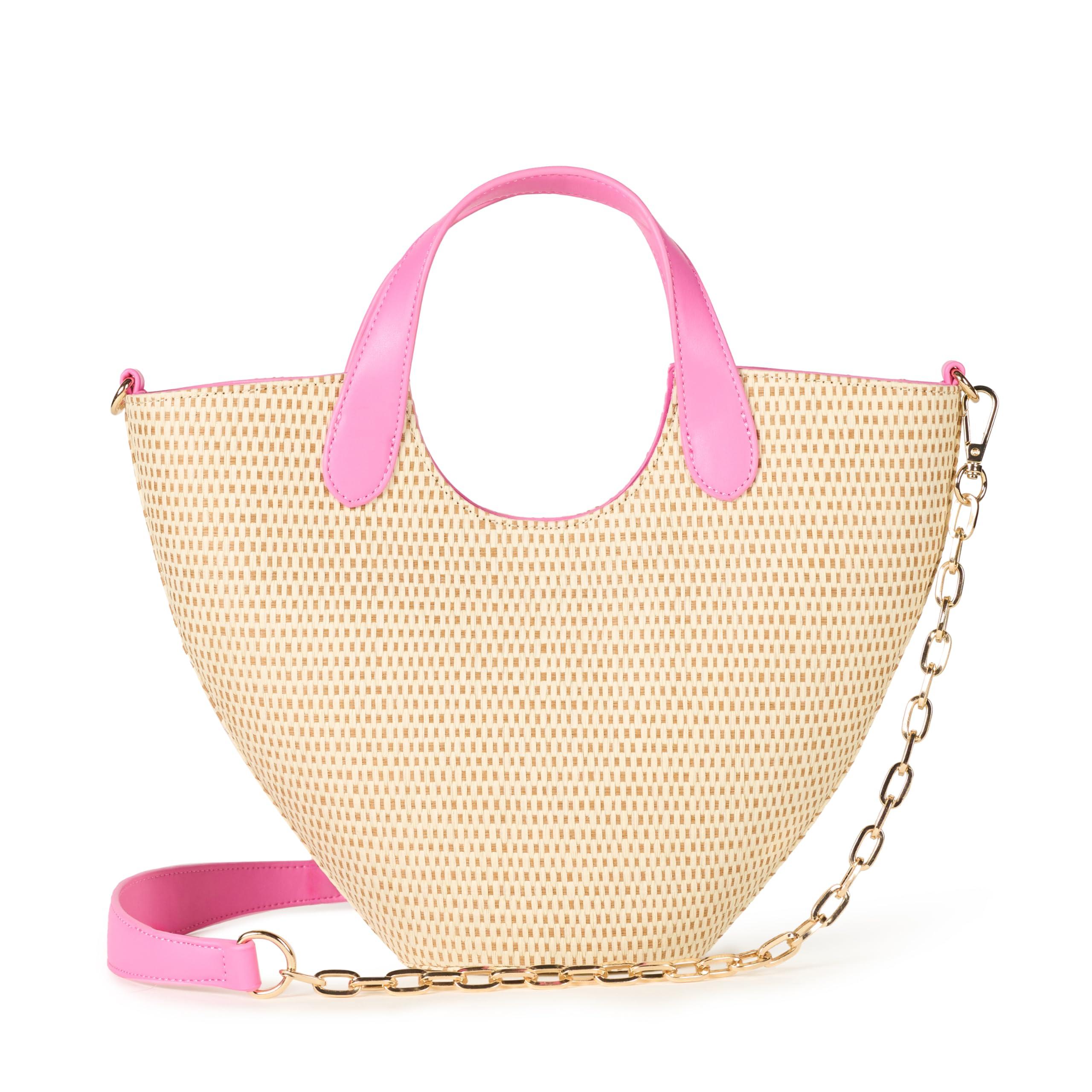 The Drop Jade Straw Tote With Chain Strap in Pink Lyst UK