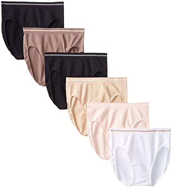 Ellen Tracy Seamless Flawless Fit Hi Cut Brief Panty (pack Of 6) in Black