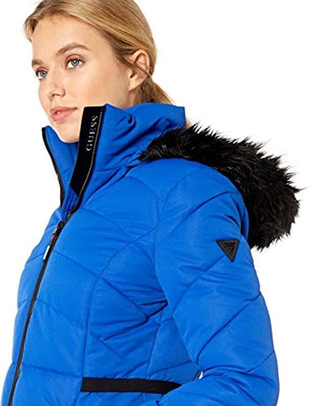 Quilted hooded puffer coat guess Clearance