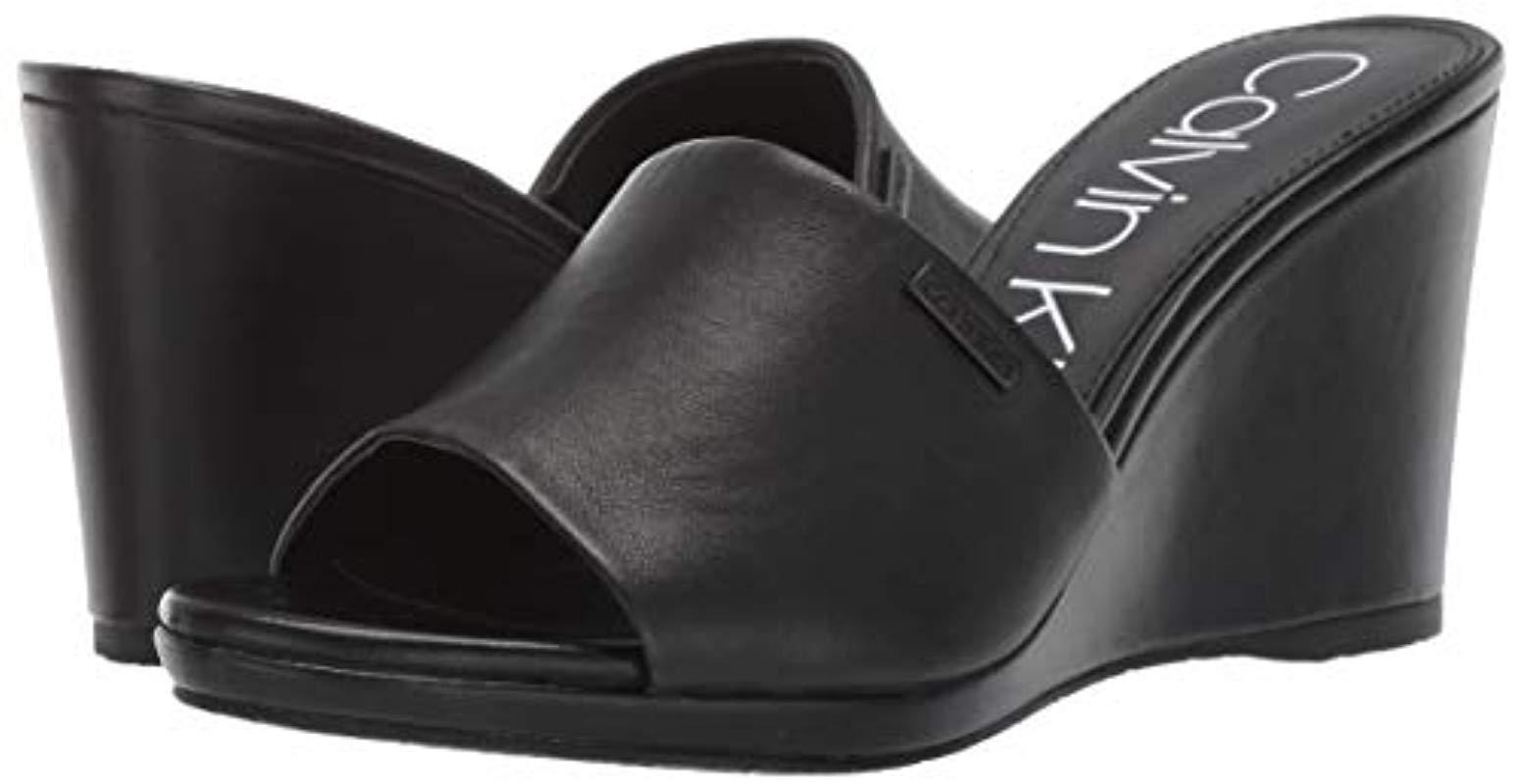 Calvin Klein Britta Wedge Sandals, Created For Macy's in Black | Lyst
