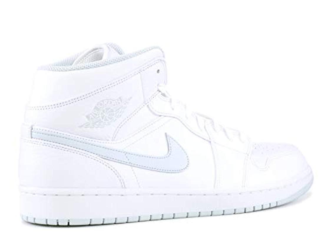 Nike Air Jordan 1 Mid White Pure Platinum Swoosh for Men | Lyst UK