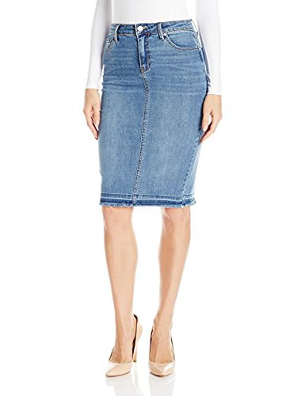 Calvin Klein Jeans Denim Pencil Skirt in Blue - Lyst