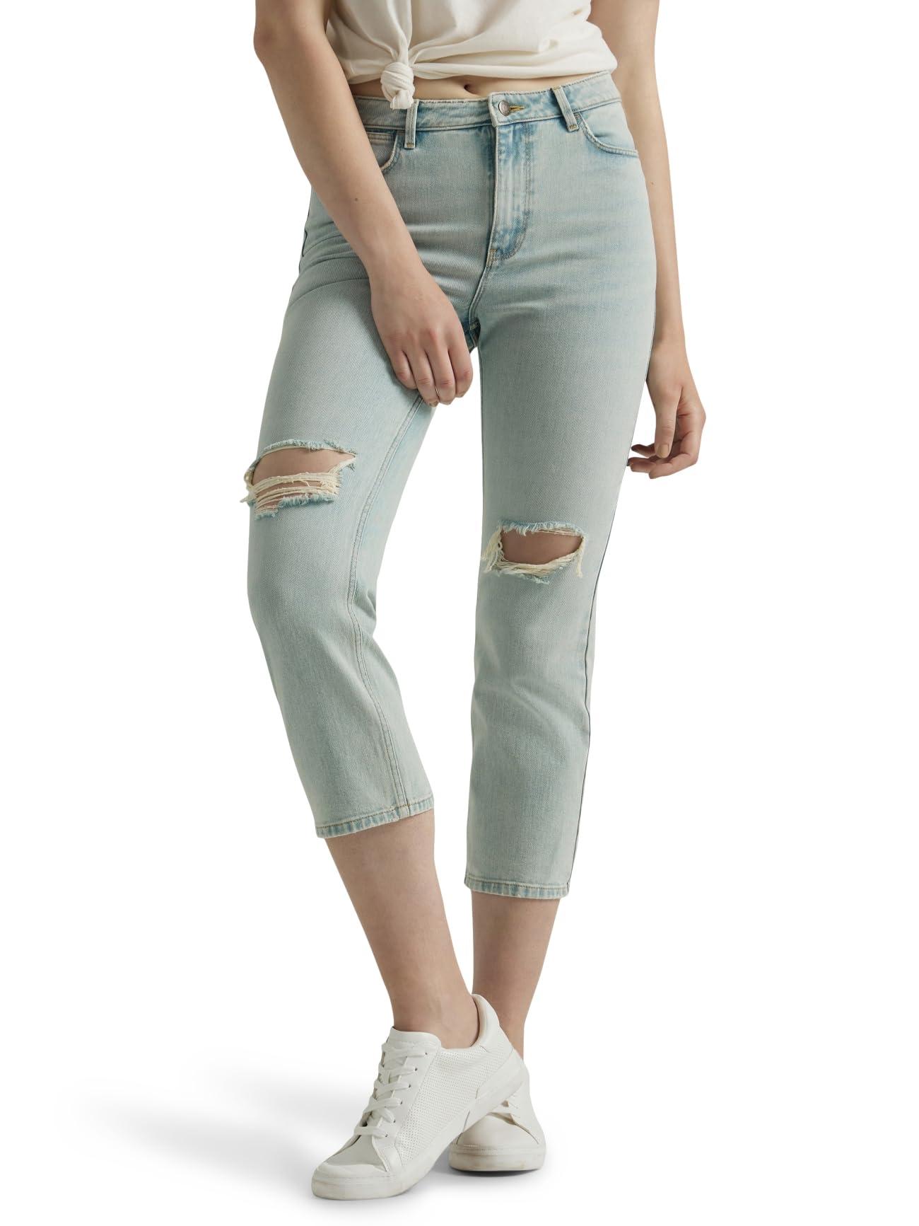 Wrangler High-rise Rodeo Straight Leg Crop Jean in Green | Lyst