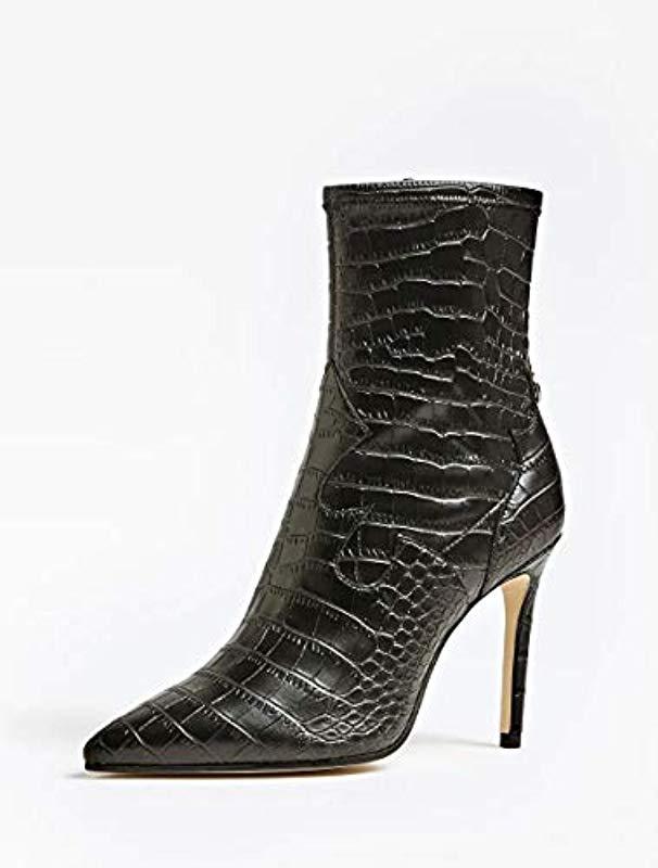 Guess Leather Scarpe Donna Ankle Boot Tronchetto Bayley Tc 90 Ecopelle  Stampa Cocco Nero D20gu76 in Black - Lyst