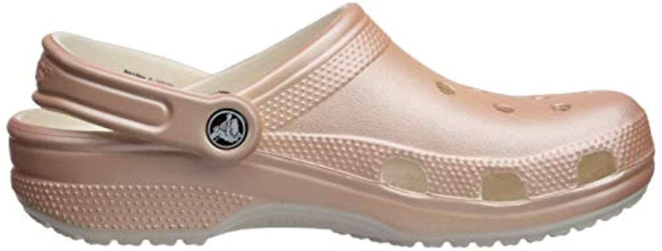 rose gold metallic crocs