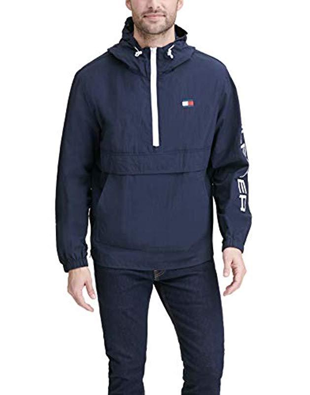 tommy hilfiger men's retro lightweight taslan popover jacket