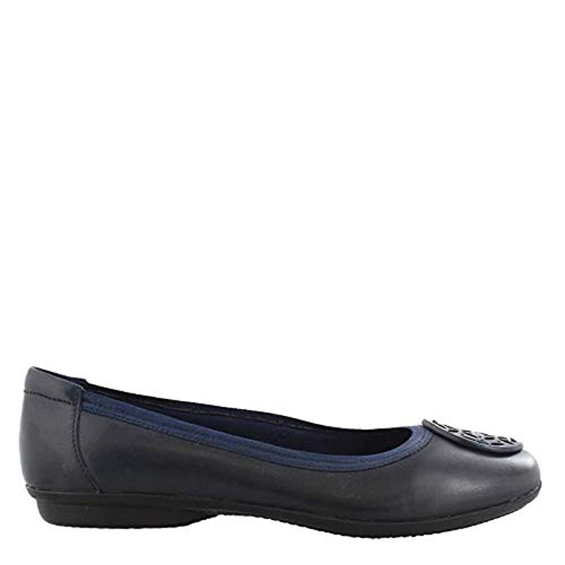 Femmes Clarks Ballerine Plate Lacet Chaussures gracelin Blu
