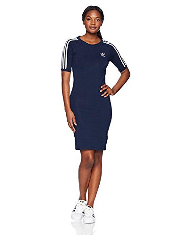 adidas Originals Cotton 3 Stripes Dress, Collegiate Navy/white Xs in Blue |  Lyst