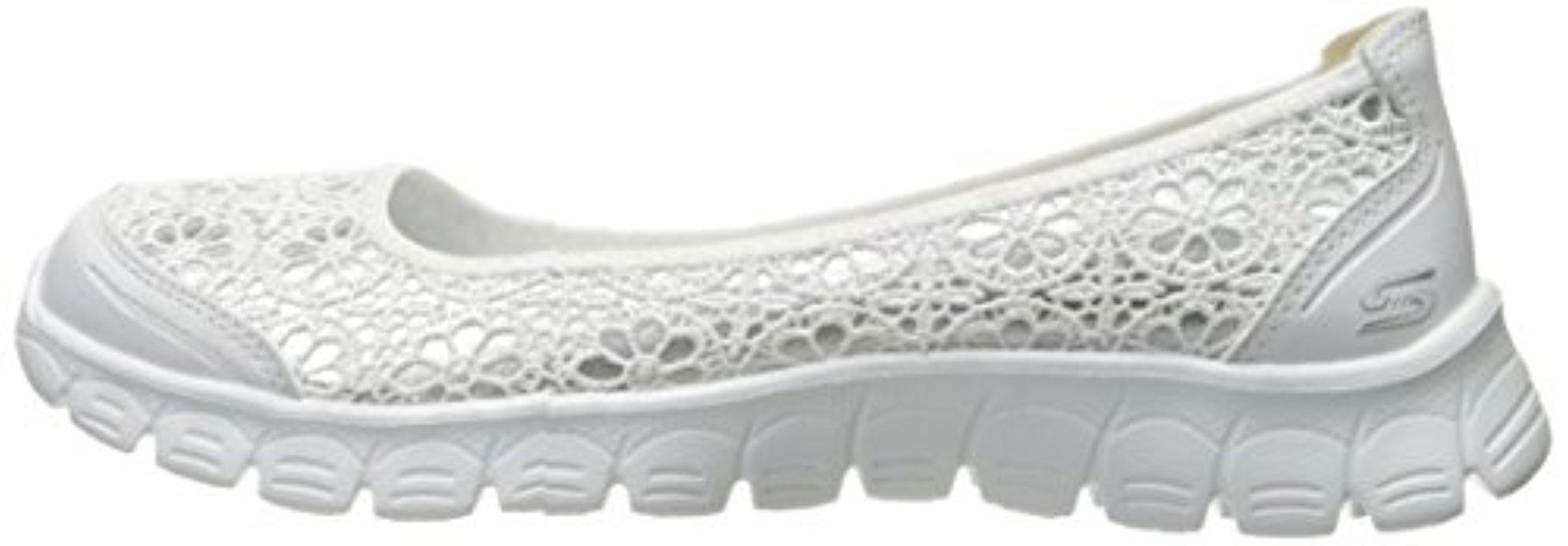 Skechers Rubber Sport Ez Flex Sweetpea Slip-on Flat in White/Silver (White)  | Lyst