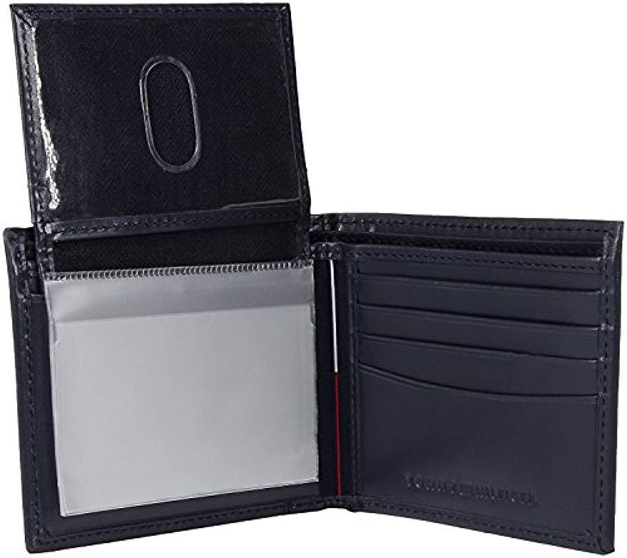 Tommy Hilfiger Men's Genuine Leather Slim Passcase Wallet in Navy (Blue)  for Men - Save 63% - Lyst
