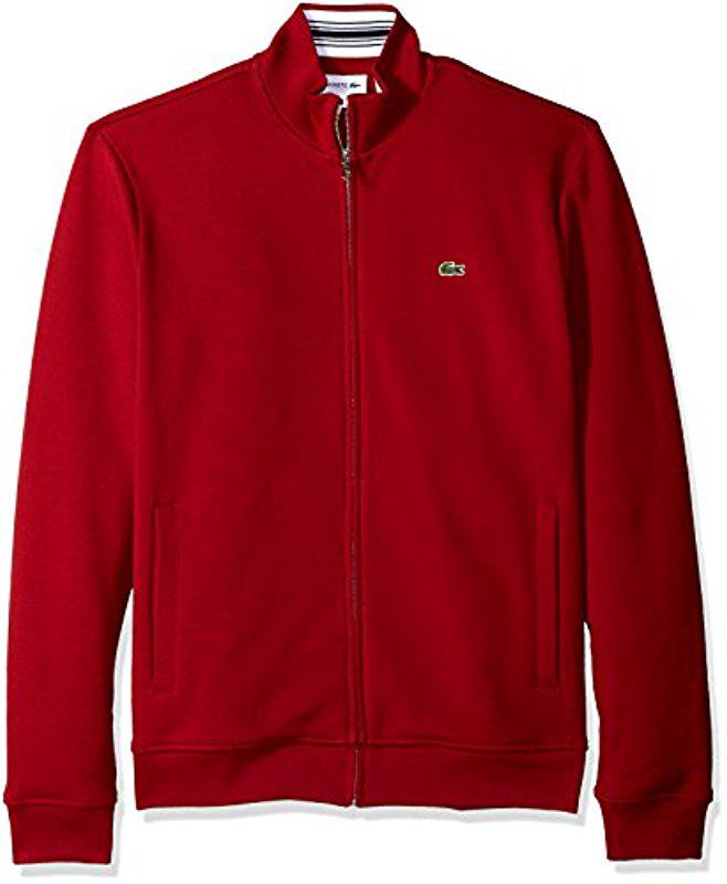 Lacoste Long Sleeve Full Zip Pique Fleece Sweatshirt, Sh3292 in Red for ...
