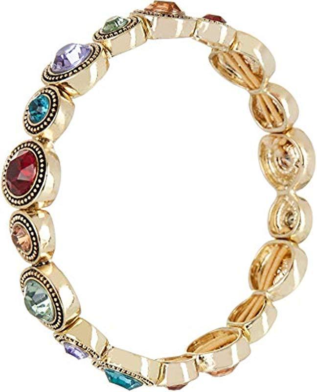 Napier Multi Colored Stretch Bracelet, Gold Multi in Metallic Lyst
