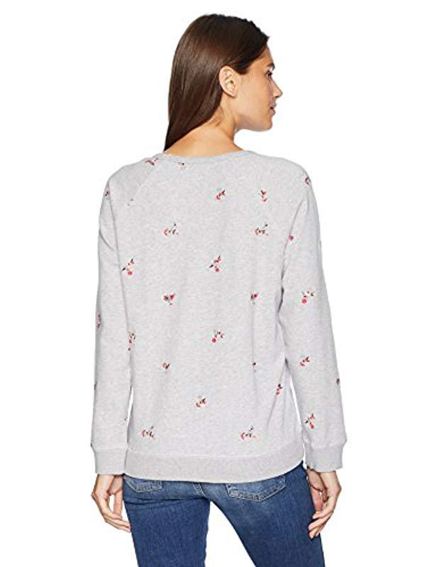 lucky brand embroidered flowers sweatshirt