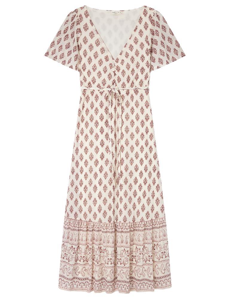 Boho Vestido Estampado Springfield Springfield Mujer Vestido Midi