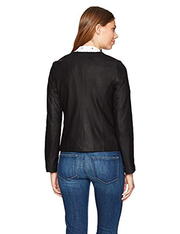 cupcakes and cashmere Womens Deva Drape Front Soft Lamb Leather Jacket
