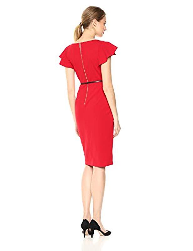 calvin klein ruffle sleeve sheath dress