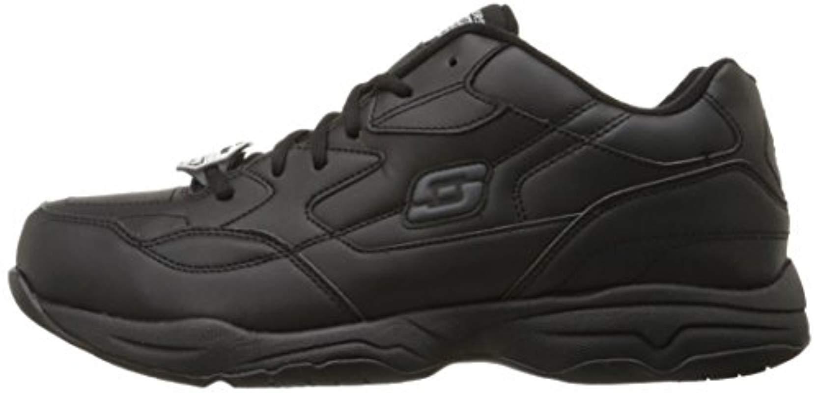 Skechers Leather For Work 77032 Felton Resistant Relaxedfit Work Shoe