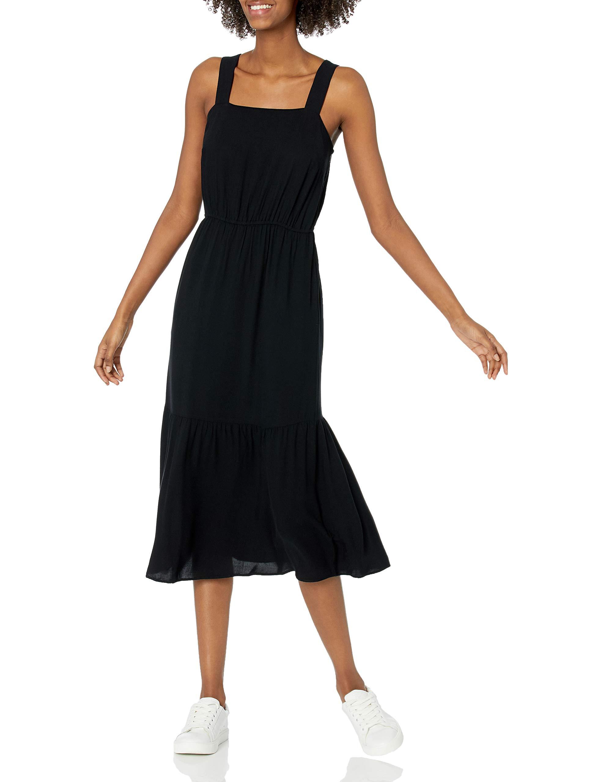 Amazon Essentials Relaxed Fit Fluid Twill Tiered Midi Dress Kleid in  Schwarz - Sparen Sie 5% - Lyst