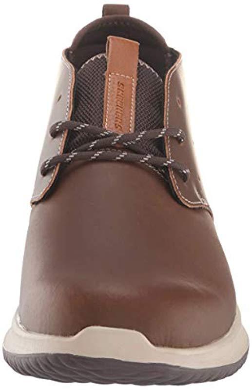 skechers lace up hombre marron