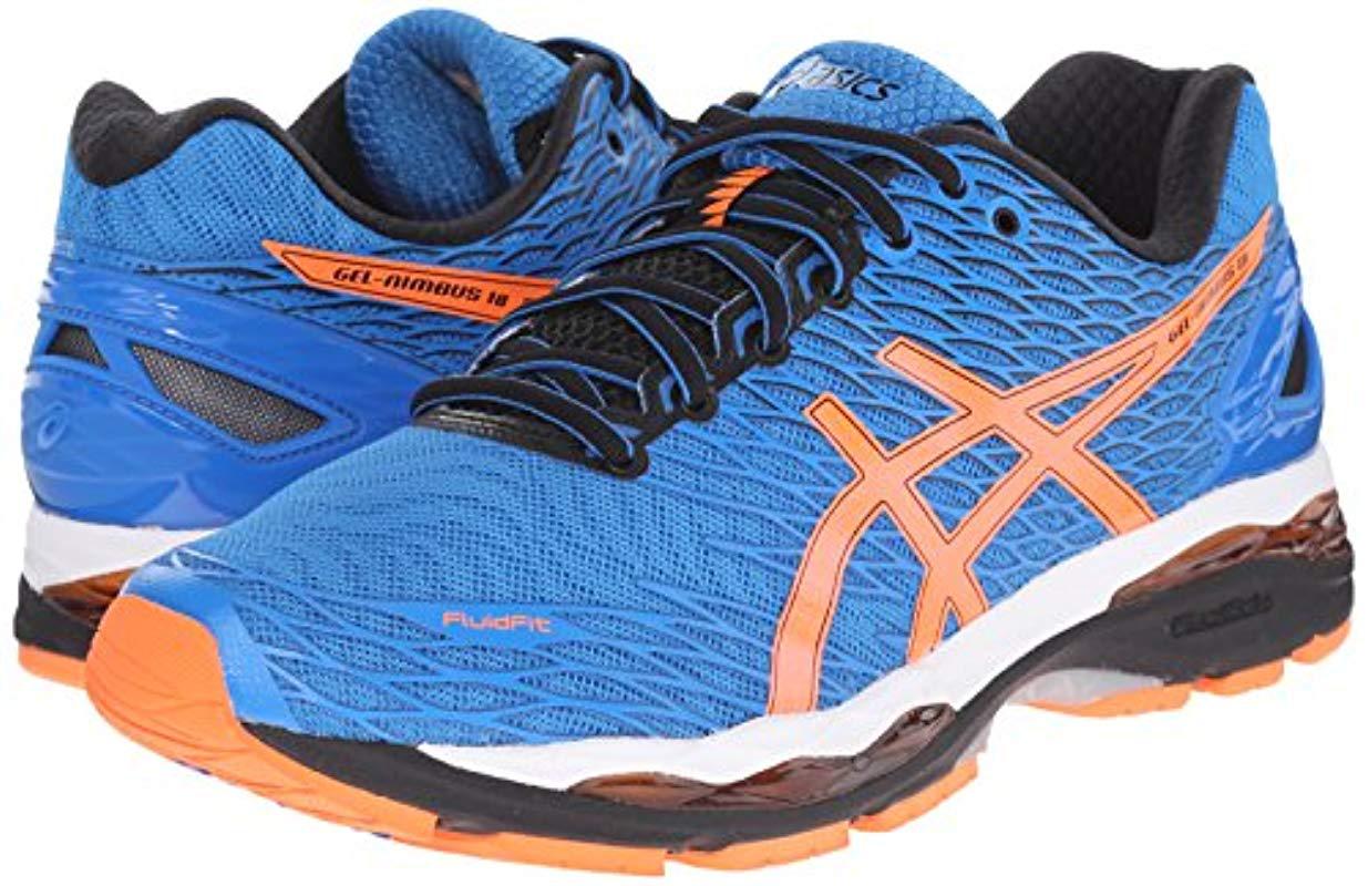 Asics Gel Nimbus 18 Running Shoe in Electric Blue/Hot Orange/Black (Blue)  for Men - Lyst
