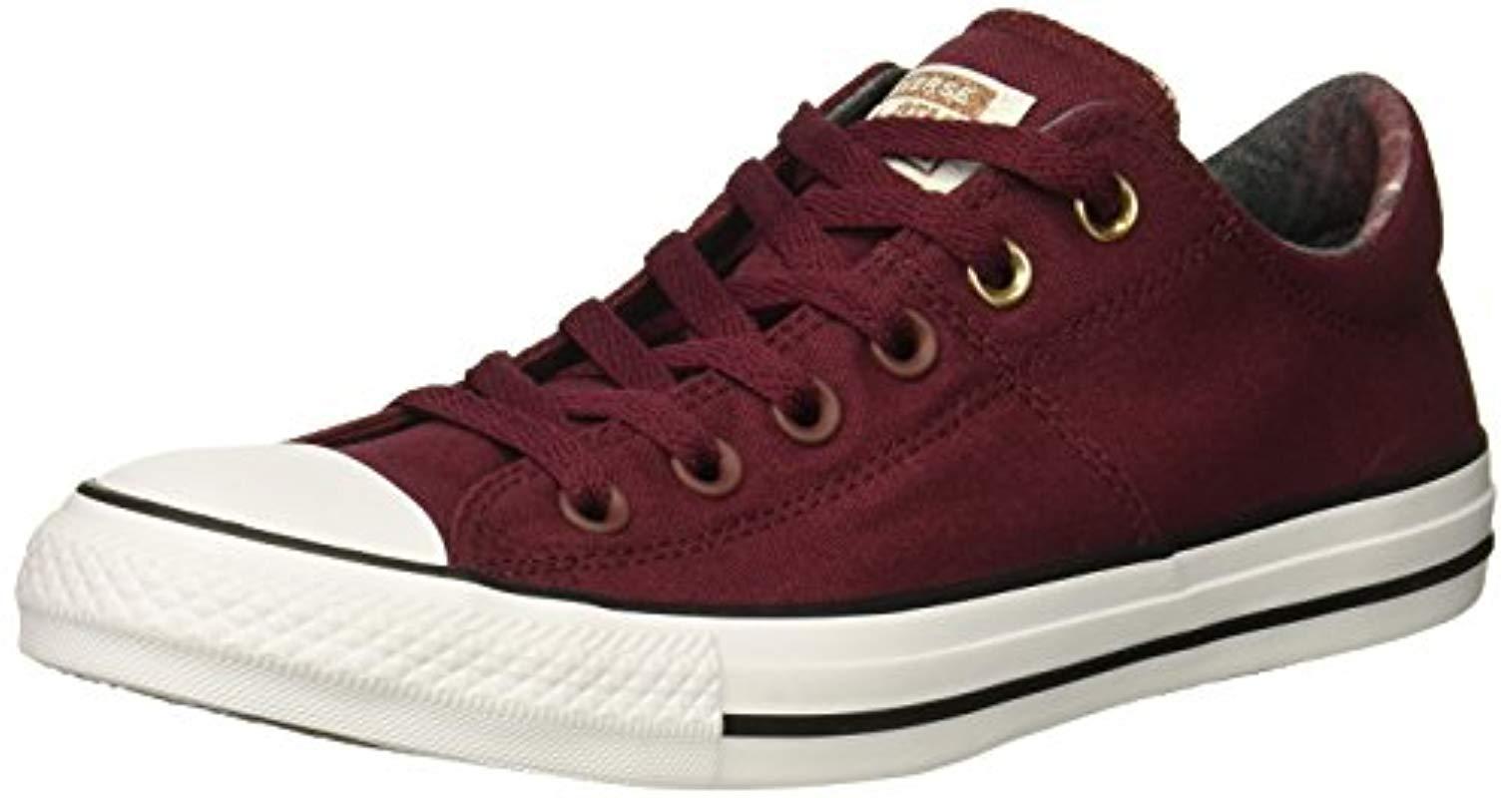 Converse Chuck Taylor All Star Plaid Lined Madison Low Top Sneaker, Dark Burgundy/white, 7 M |