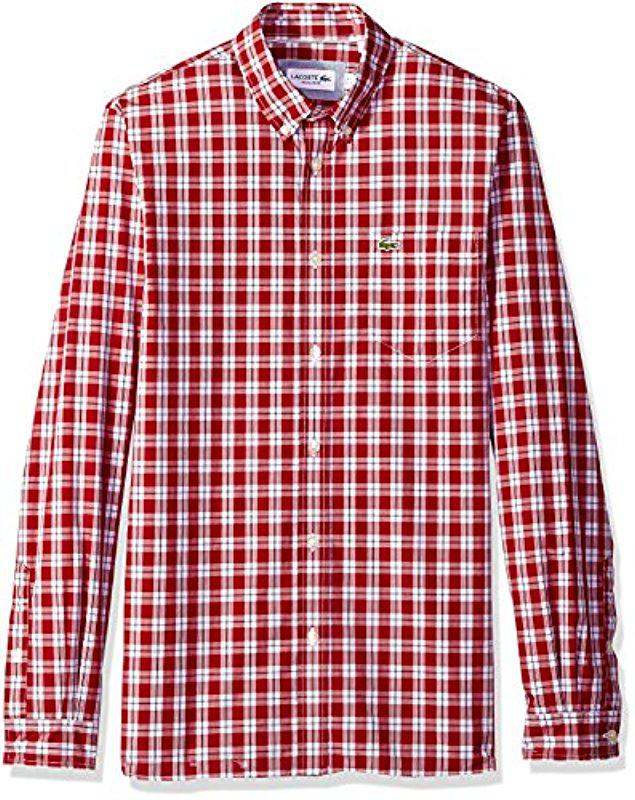 CH5804 Lacoste Mens Long Sleeve Poplin Button Down Collar Reg Fit Woven Shirt