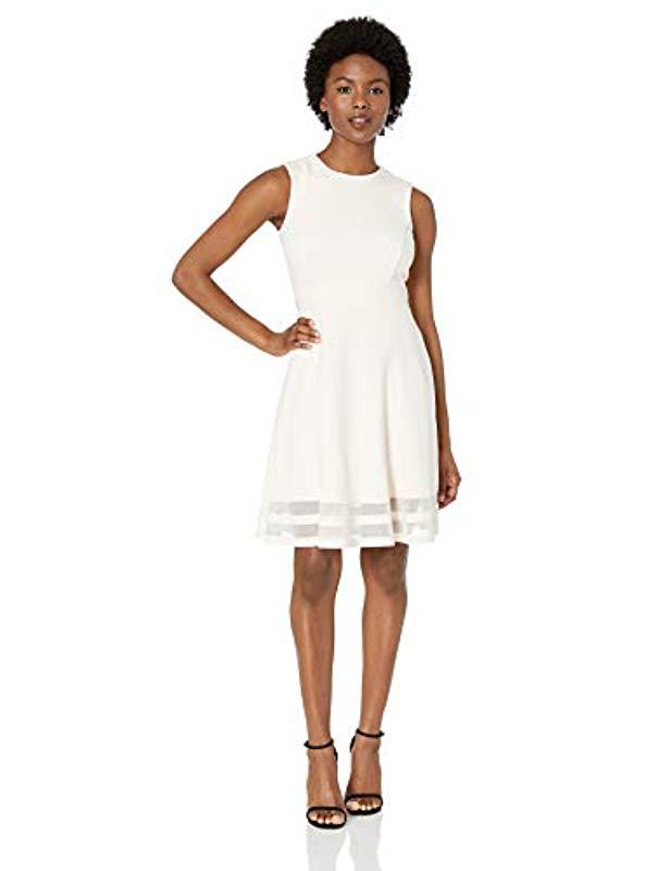 Calvin klein white fit and flare dress Clearance